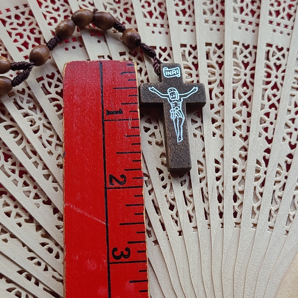 Catholic Rosary Necklace Wooden - Picture 9 of 12